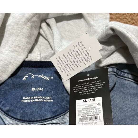 Art Class Boys Denim Jacket X-LARGE (14) Light Blue New W Tags - Picture 3 of 5